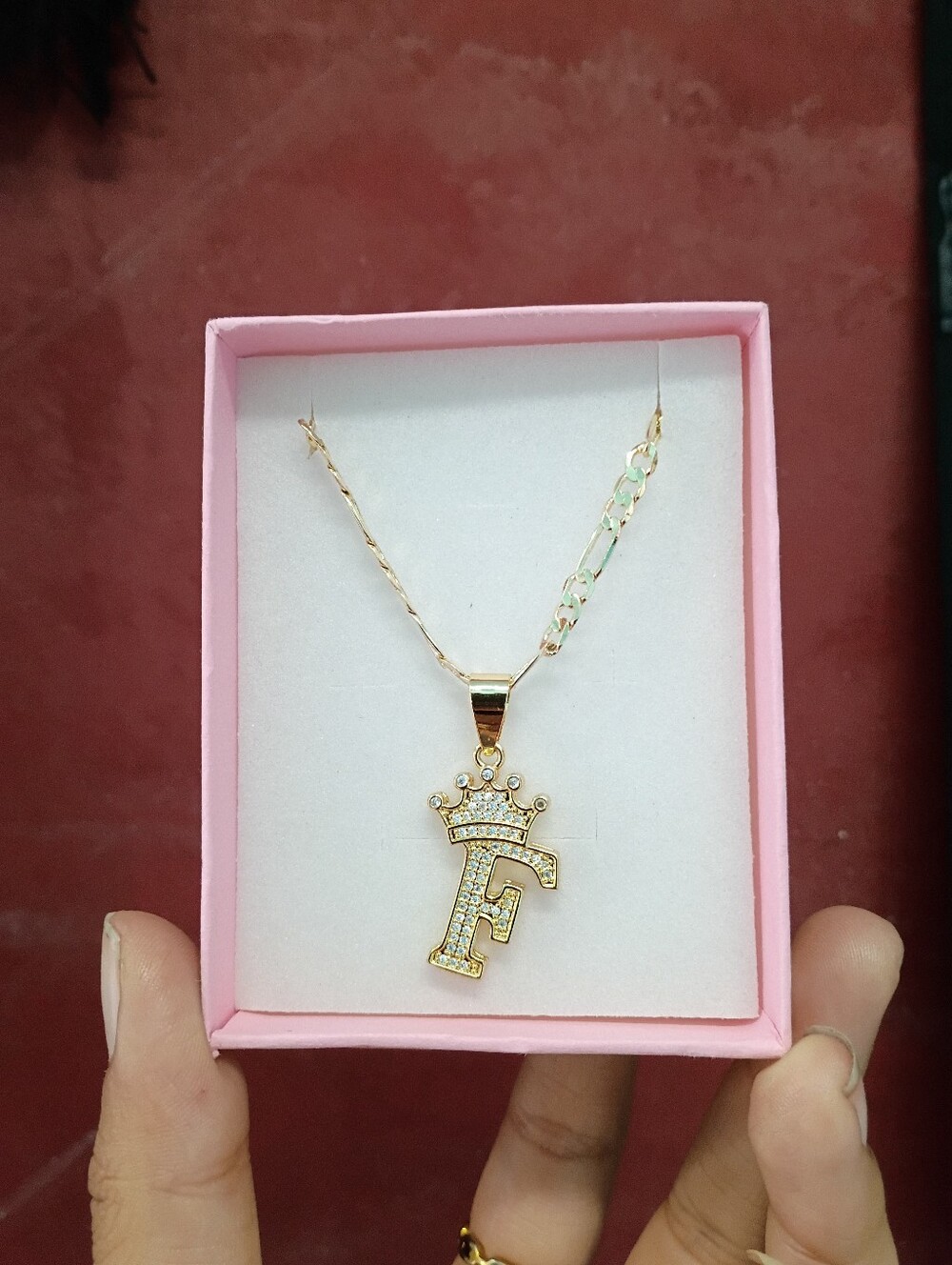 F Initial Crown Necklace